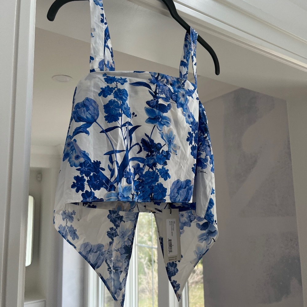 Nancy Top Blue Floral Boho - Cara Cara